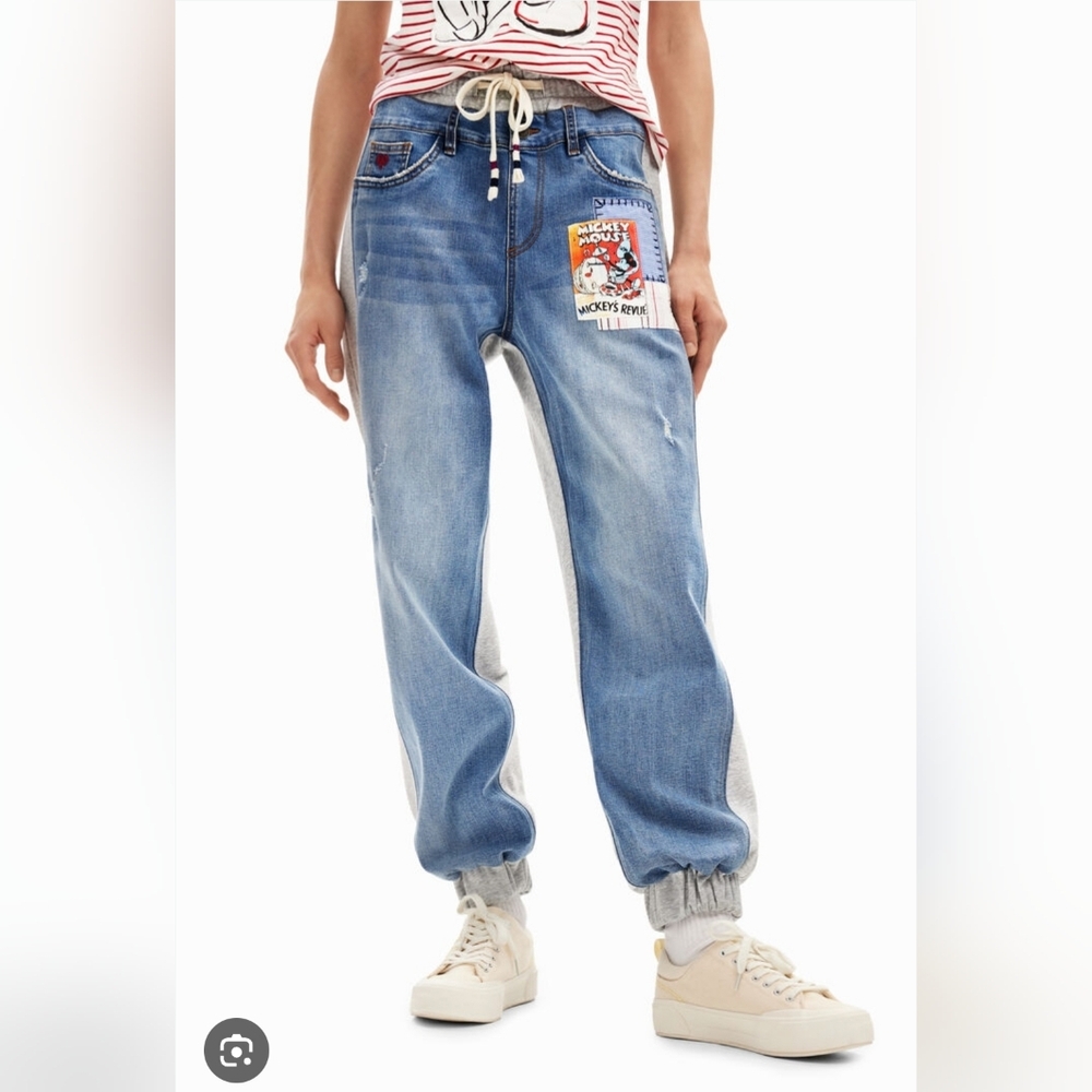 Desigual NWOT Mickey Mouse Jeans Joggers M / 8 😀